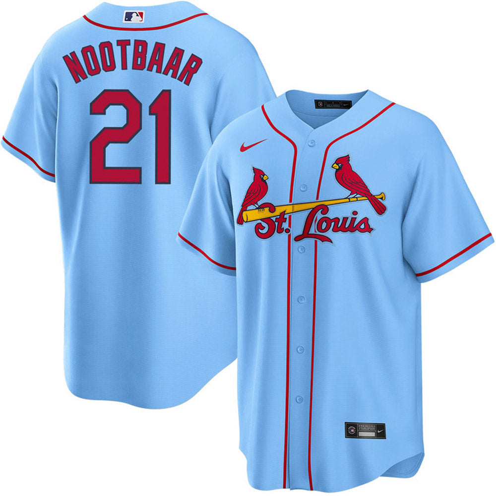 Men's St. Louis Cardinals Lars Nootbaar Cool Base Replica Alternate Jersey - Light Blue