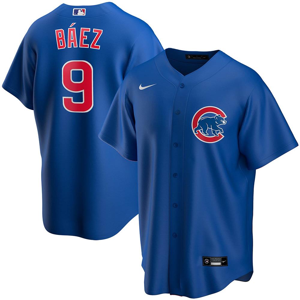 Mens Chicago Cubs Javy Baez Cool Base Replica Jersey Blue